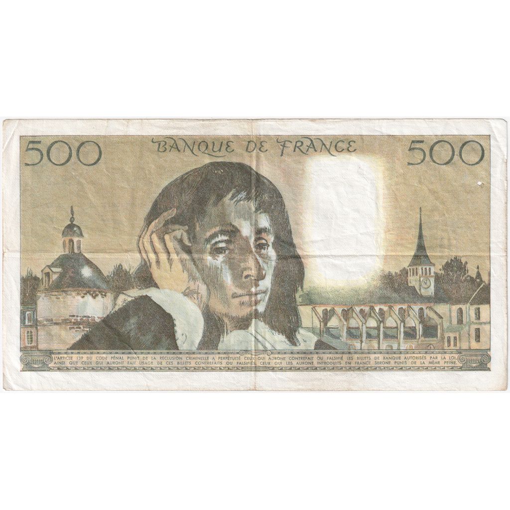 France, 500 Francs, Pascal, 1985-04-03, V.228, VF(30-35)