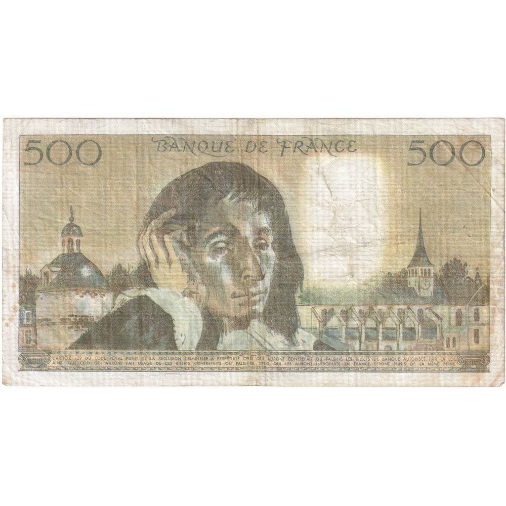 Francia, 500 Francs, Pascal, 1985-01-03, L.221, MB+