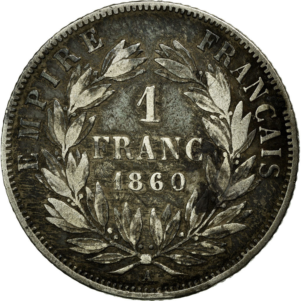 Monnaie, France, Napoleon III, Napoléon III, Franc, 1860, Paris, TB+, Argent