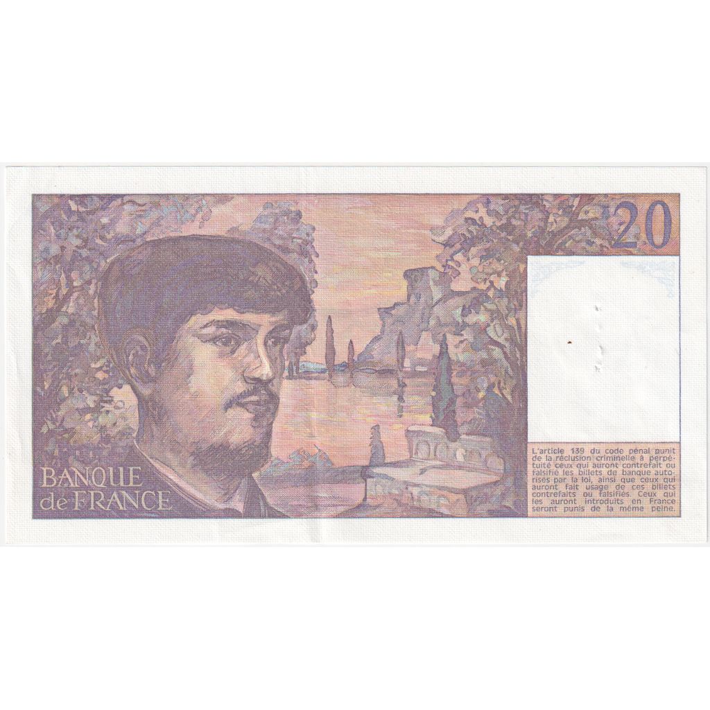 France, 20 Francs, Debussy, 1982, K.009, AU(50-53)