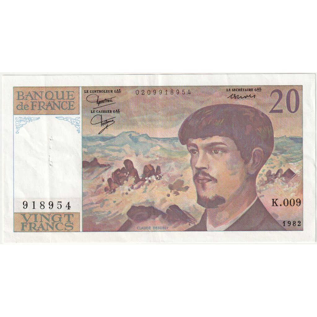 Frankrijk, 20 Francs, Debussy, 1982, K.009, TTB+