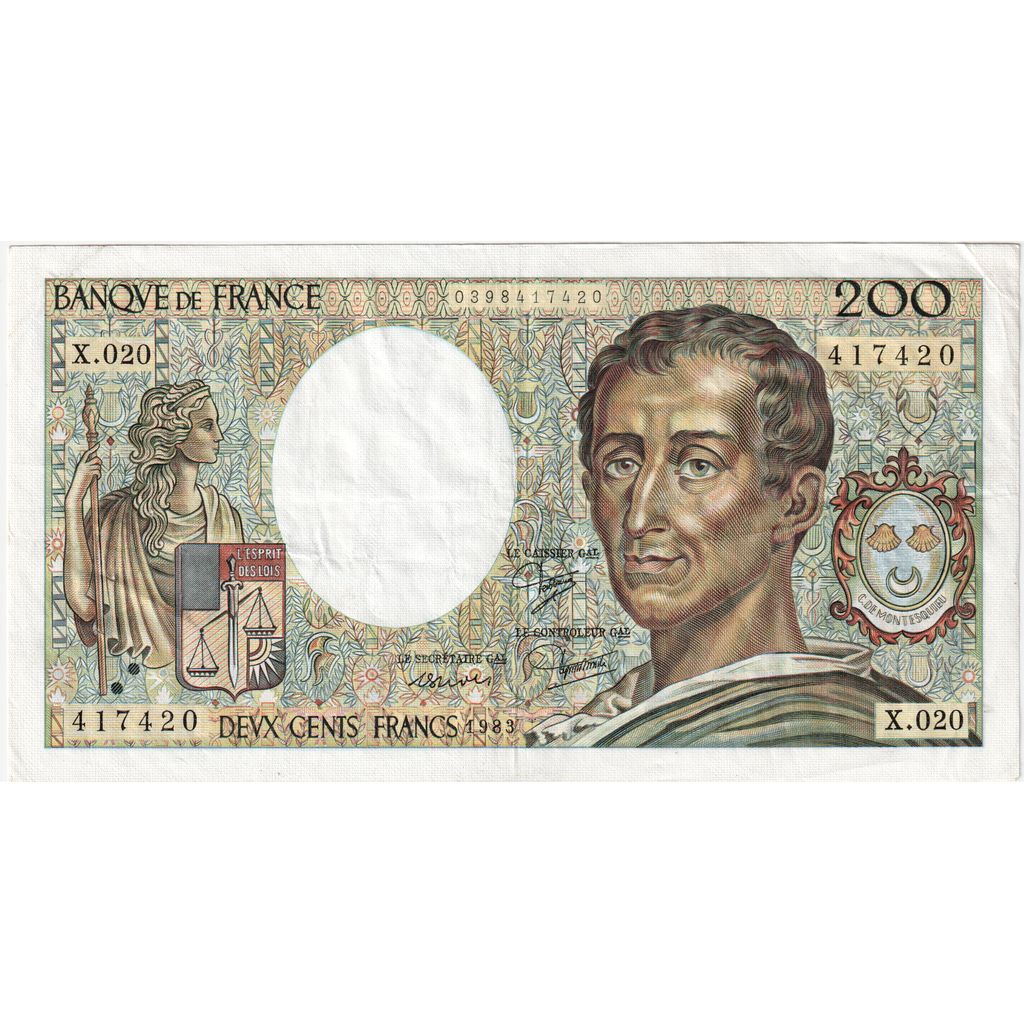 Francja, 200 Francs, Montesquieu, 1983, X.020, AU(50-53)