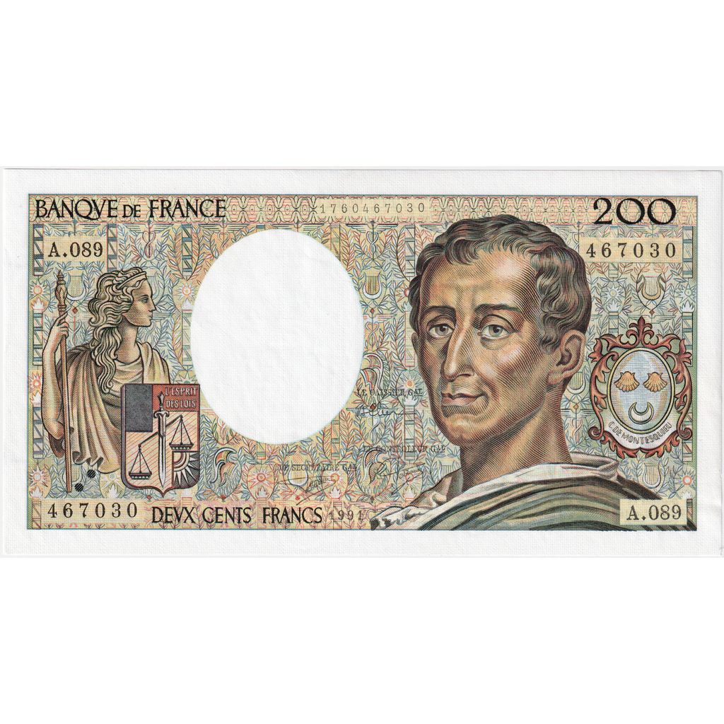 France, 200 Francs, Montesquieu, 1991, A.089, UNC(63)