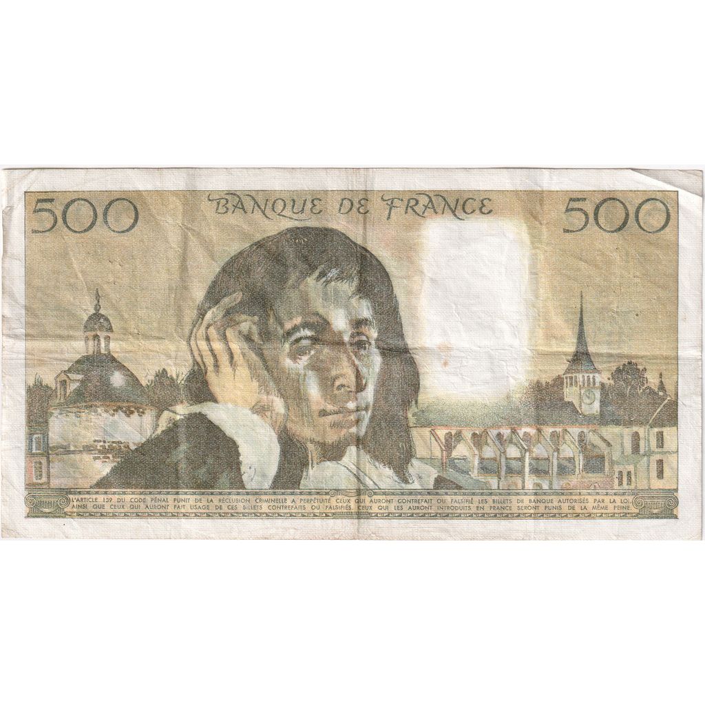 França, 500 Francs, Pascal, 1977-11-03, H.74, VF(30-35)