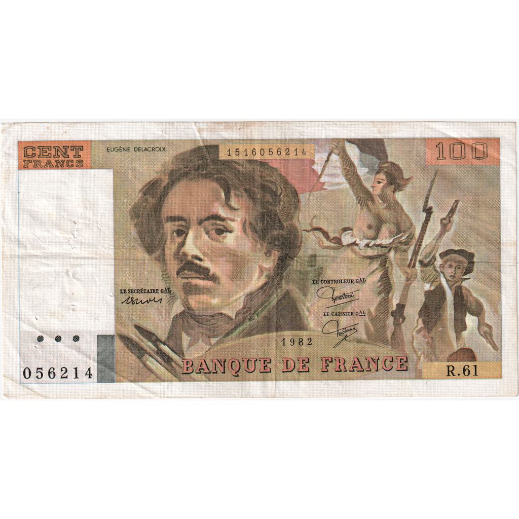 France, 100 Francs, Delacroix, Undated (1982), R.61, TB+