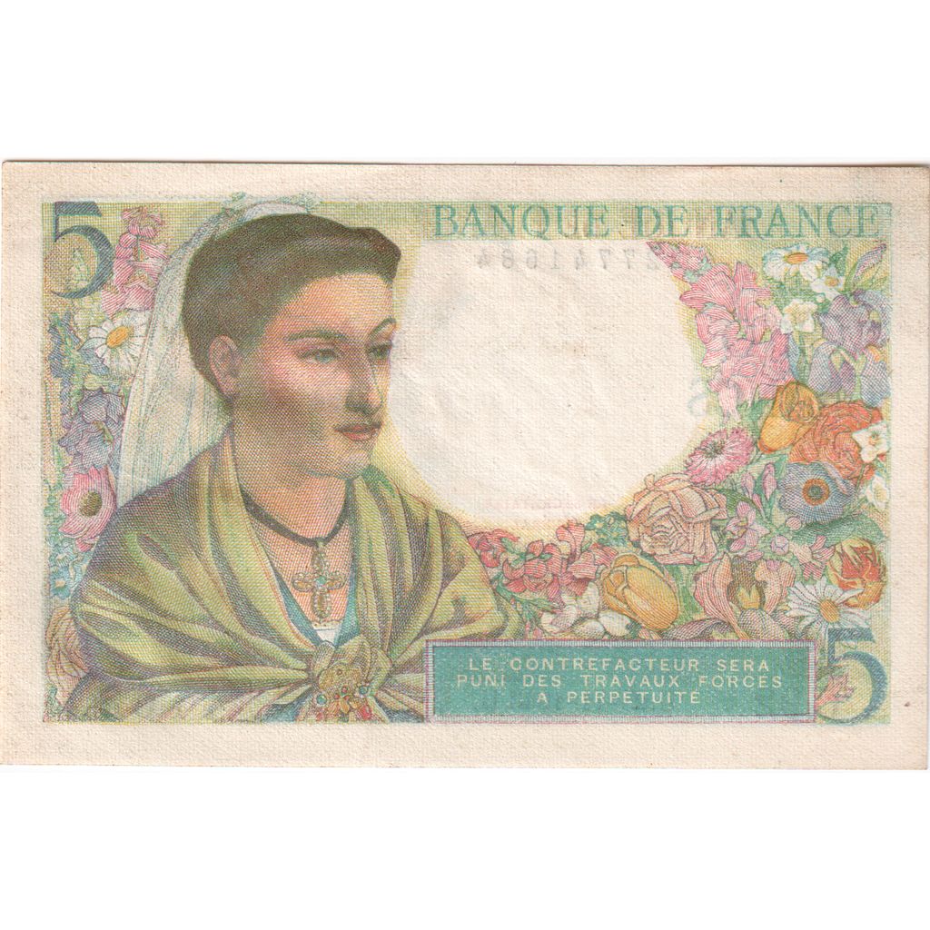 Frankrijk, 5 Francs, Berger, 1943-11-25, C.92, TTB+