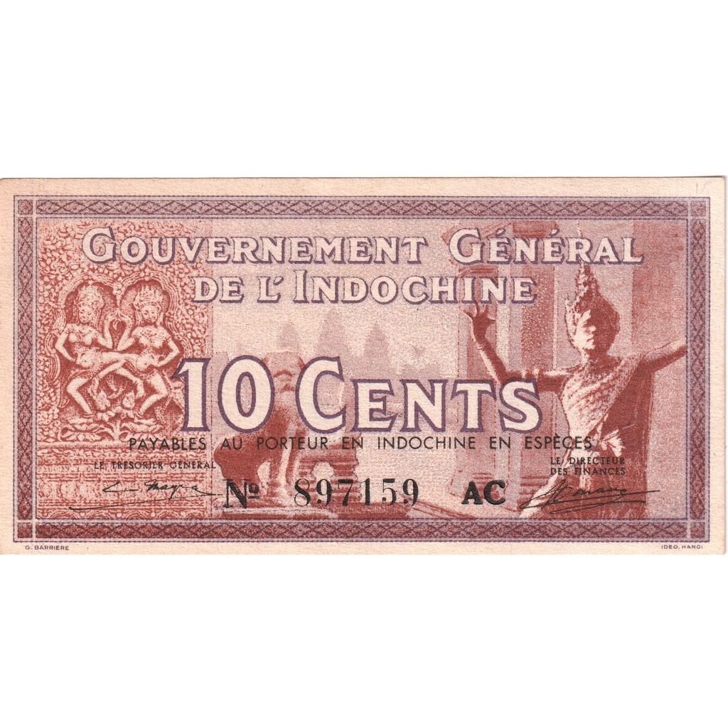 French Indochina, 10 Cents, Undated (1942), AU(50-53)