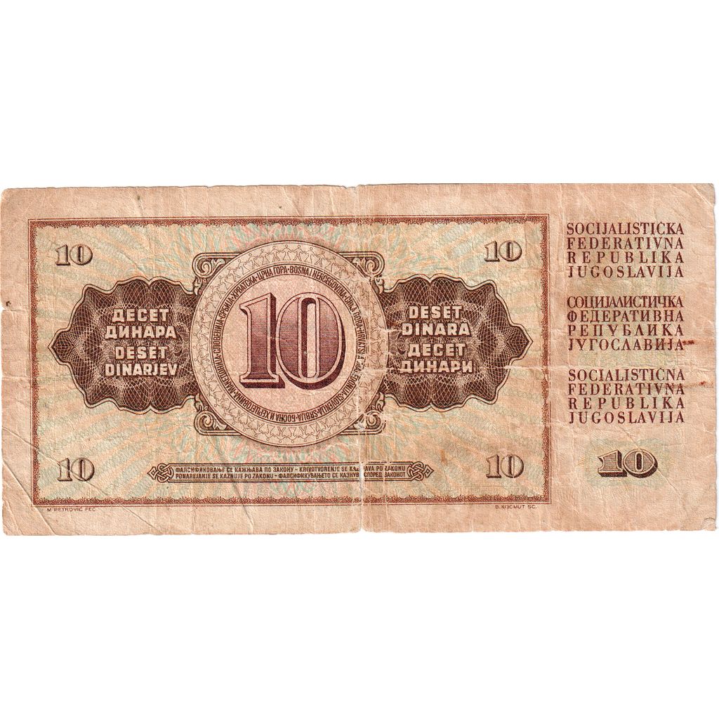 Jugosławia, 10 Dinara, 1968-05-01, VG(8-10)