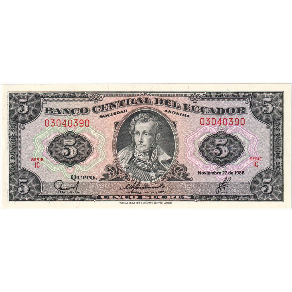 Ecuador, 5 Sucres, 1988-11-22, UNZ
