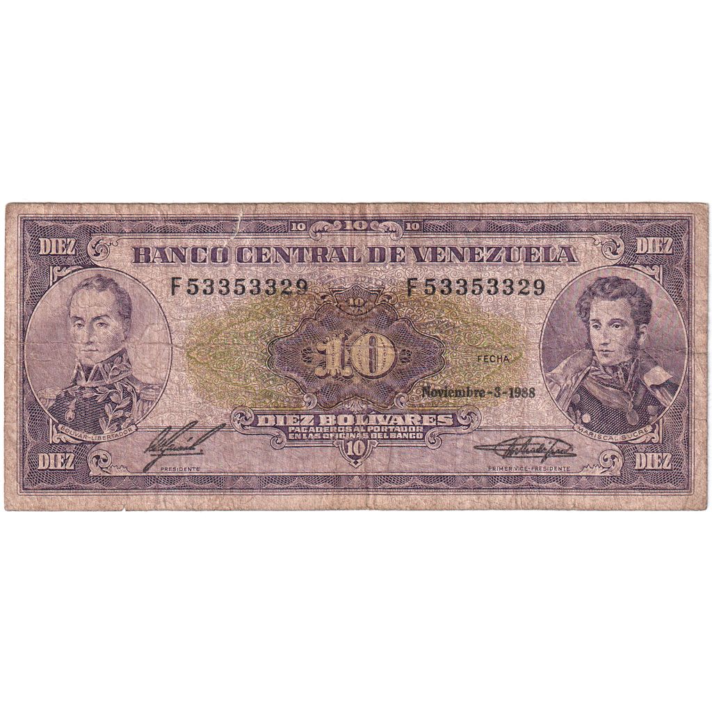 Venezuela, 10 Bolívares, 1988-11-03, VG(8-10)