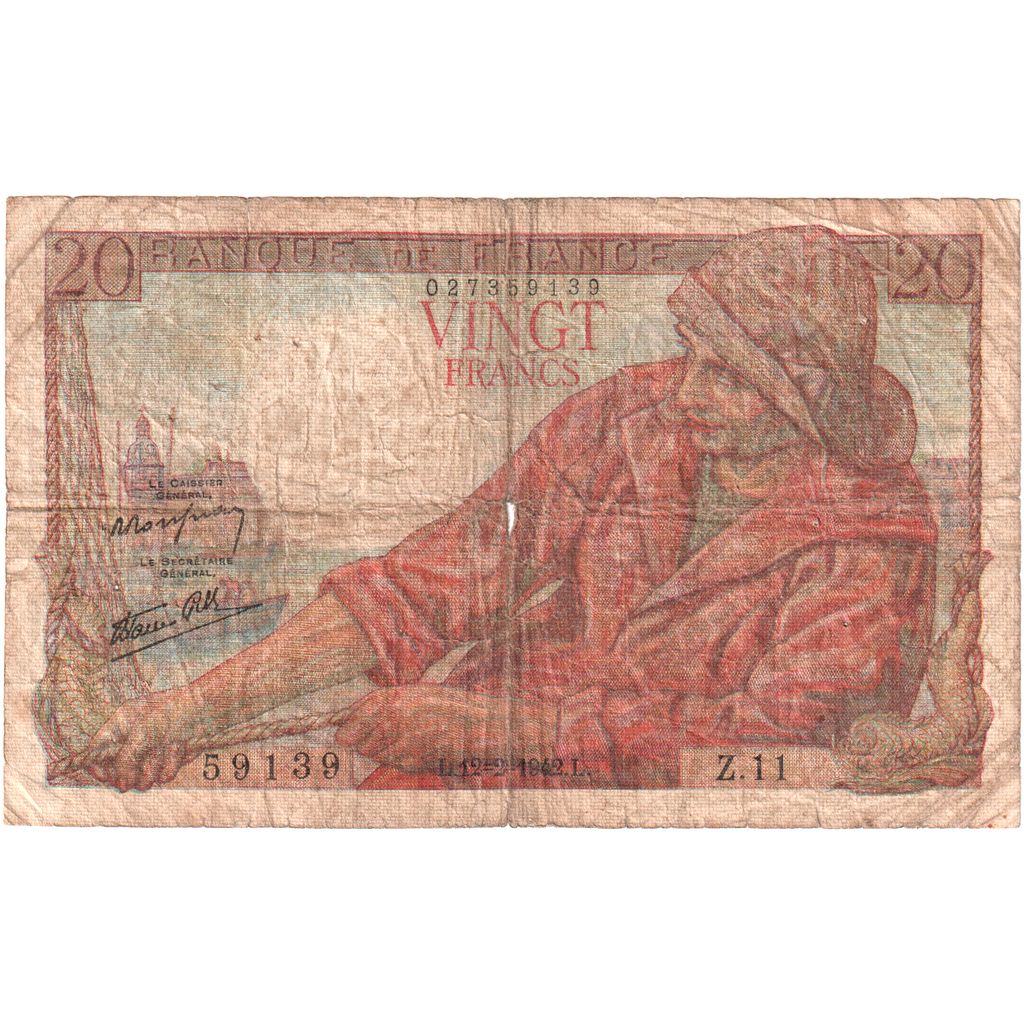 Frankreich, 20 Francs, Pêcheur, 1942-02-12, Z.11, SGE
