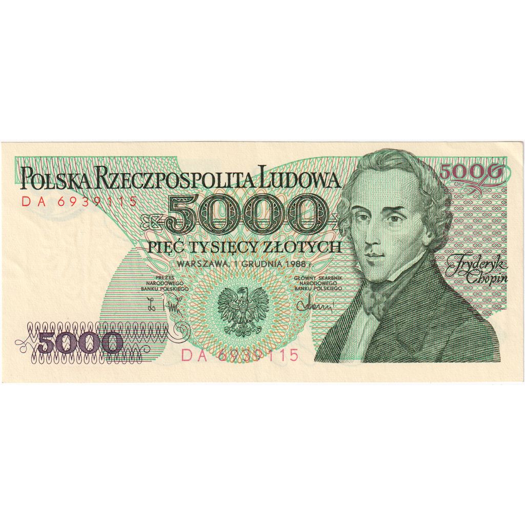 Poland, 5000 Zlotych, 1988-12-01, UNC(65-70)