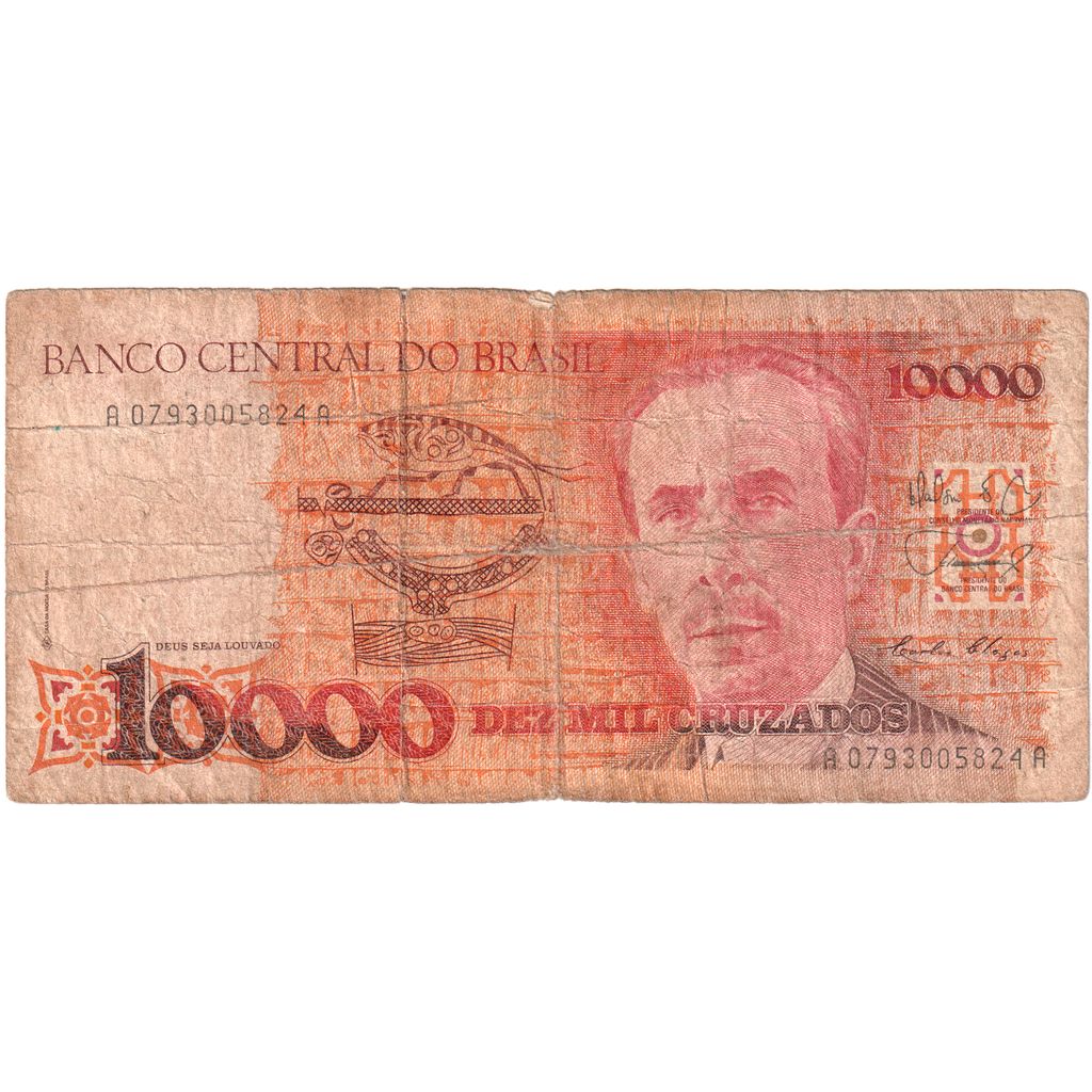 Brésil, 10,000 Cruzados, Undated (1989), TB