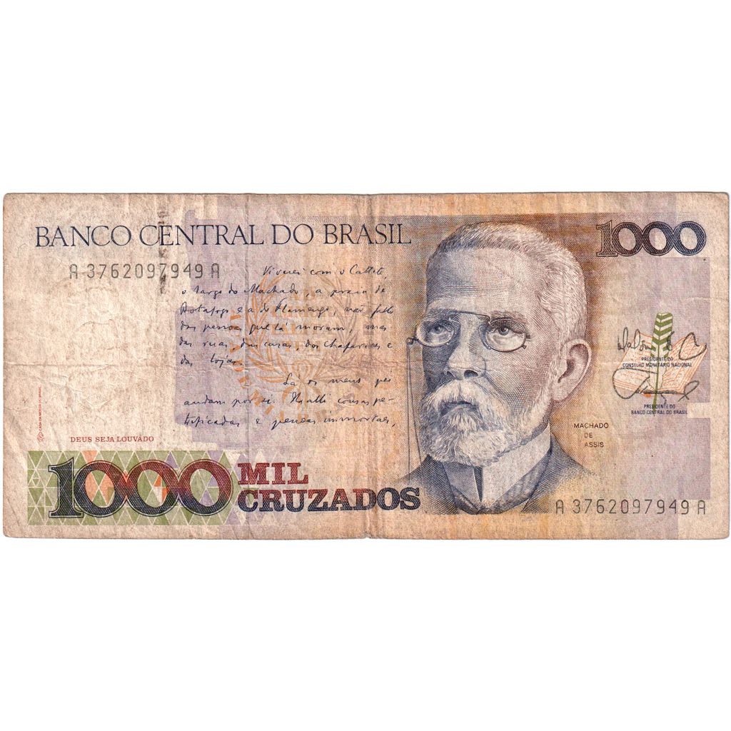 Brésil, 1000 Cruzados, Undated (1988), TB