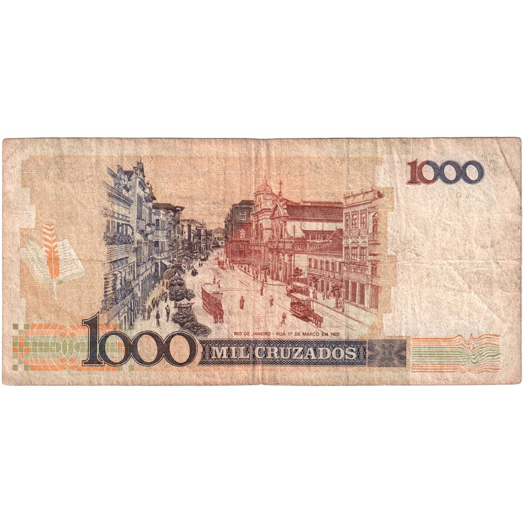 Brésil, 1000 Cruzados, Undated (1988), TB