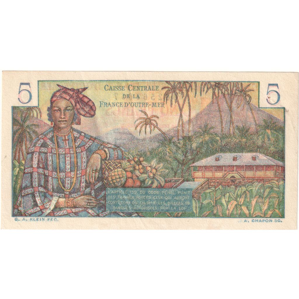 Gabon, 5 Francs, Undated (1947), AU(50-53)