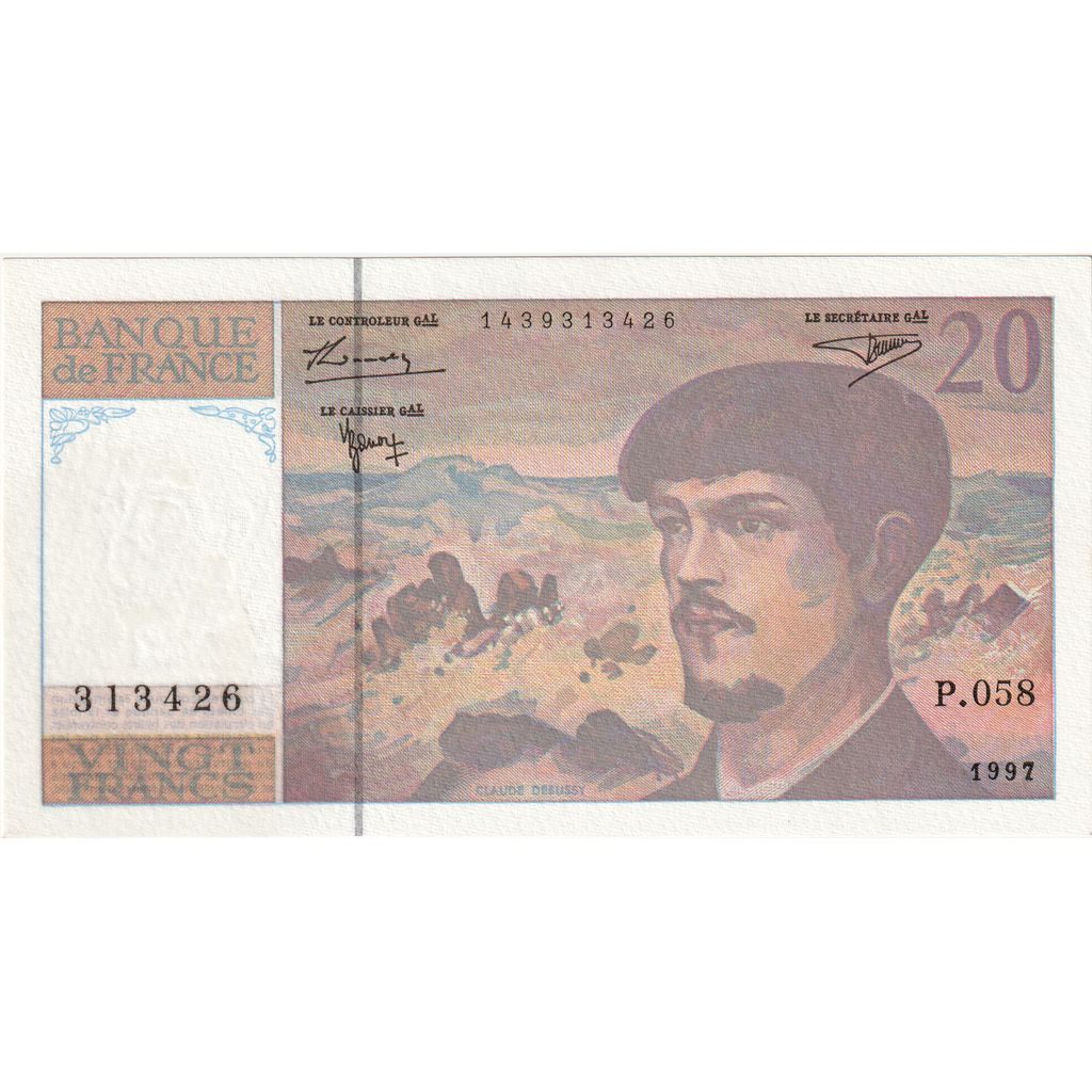 Francja, 20 Francs, Debussy, 1997, P.058, UNC(65-70)