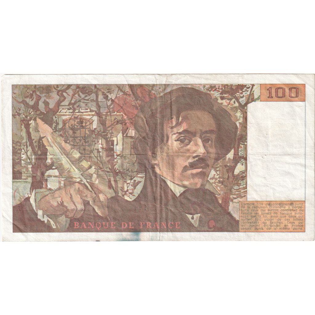 Francia, 100 Francs, Delacroix, 1989, M.146, BC+