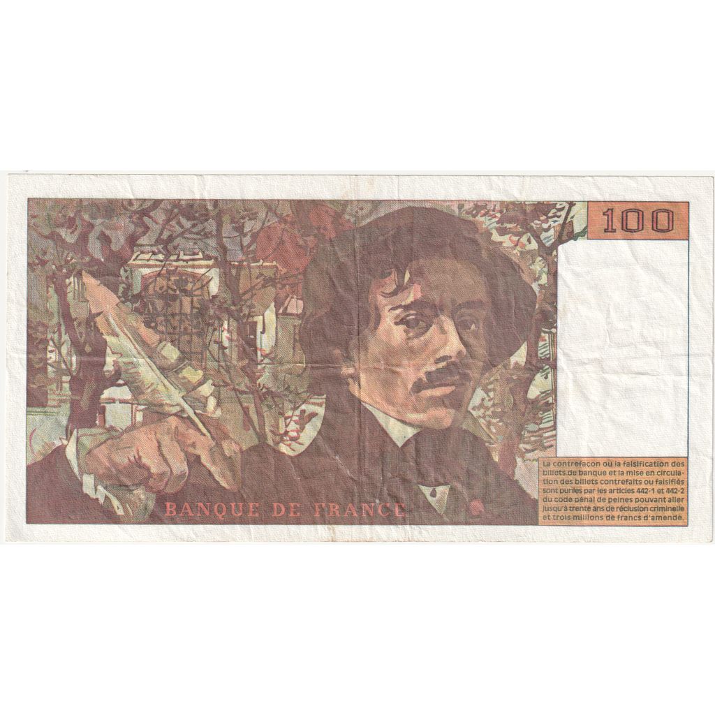 France, 100 Francs, Delacroix, 1994, E.283, EF(40-45)