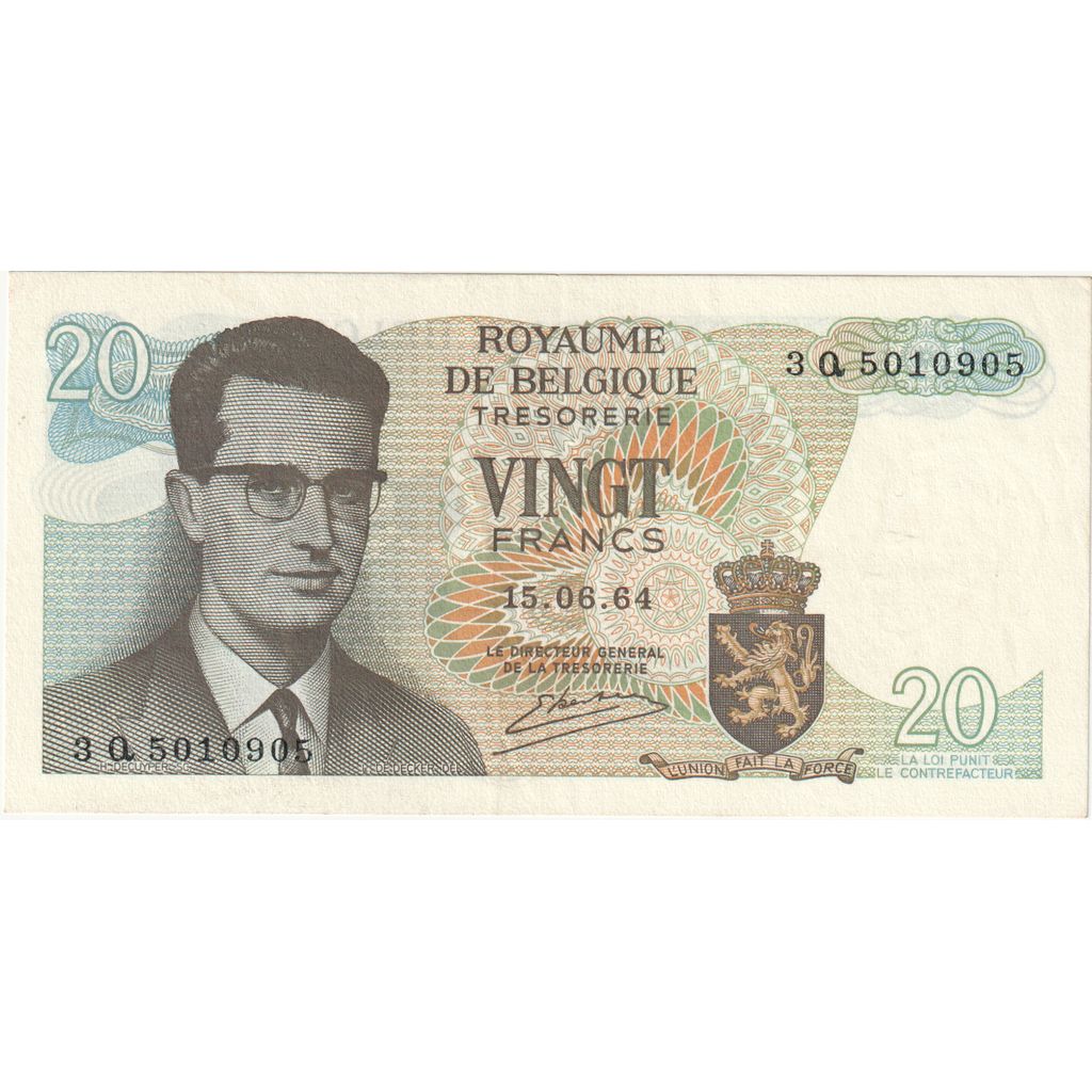 Belgique, 20 Francs, 1964-06-15, TTB+