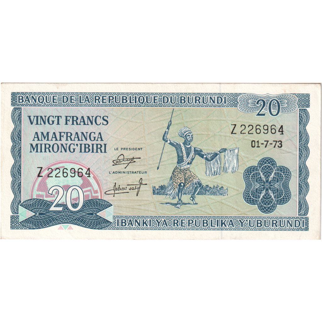 Burundi, 20 Francs, 1973-07-01, UNC(65-70)