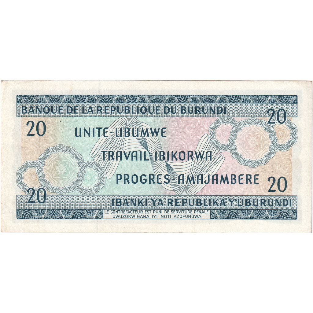 Burundi, 20 Francs, 1973-07-01, UNC(65-70)
