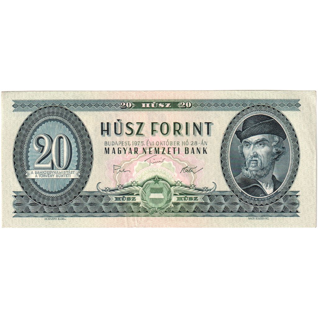 Hungary, 20 Forint, 1975-10-28, AU(55-58)