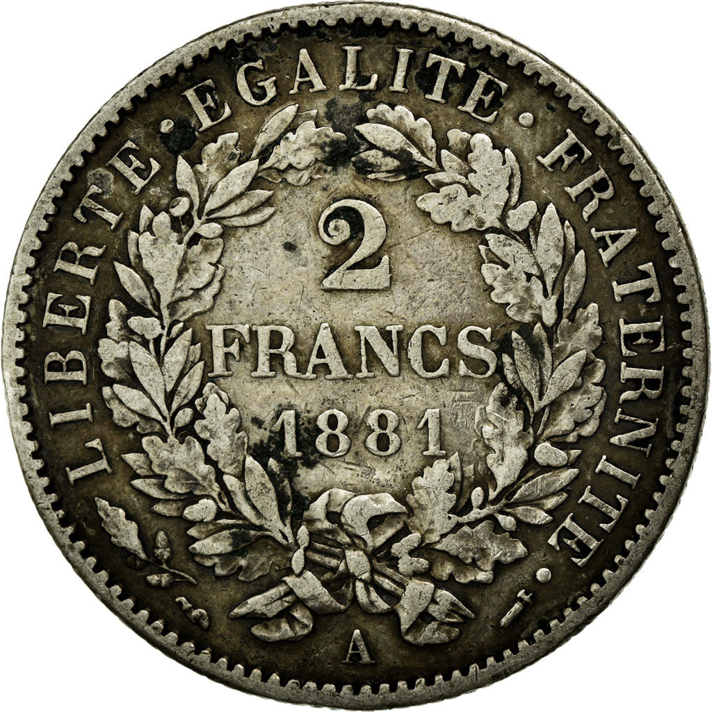 Coin, France, Cérès, 2 Francs, 1881, Paris, EF(40-45), Silver, Gadoury:530a