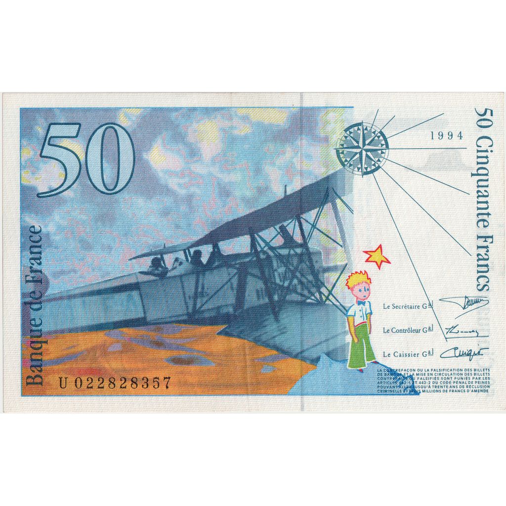 France, 50 Francs, St Exupéry, 1994, U022828357, NEUF