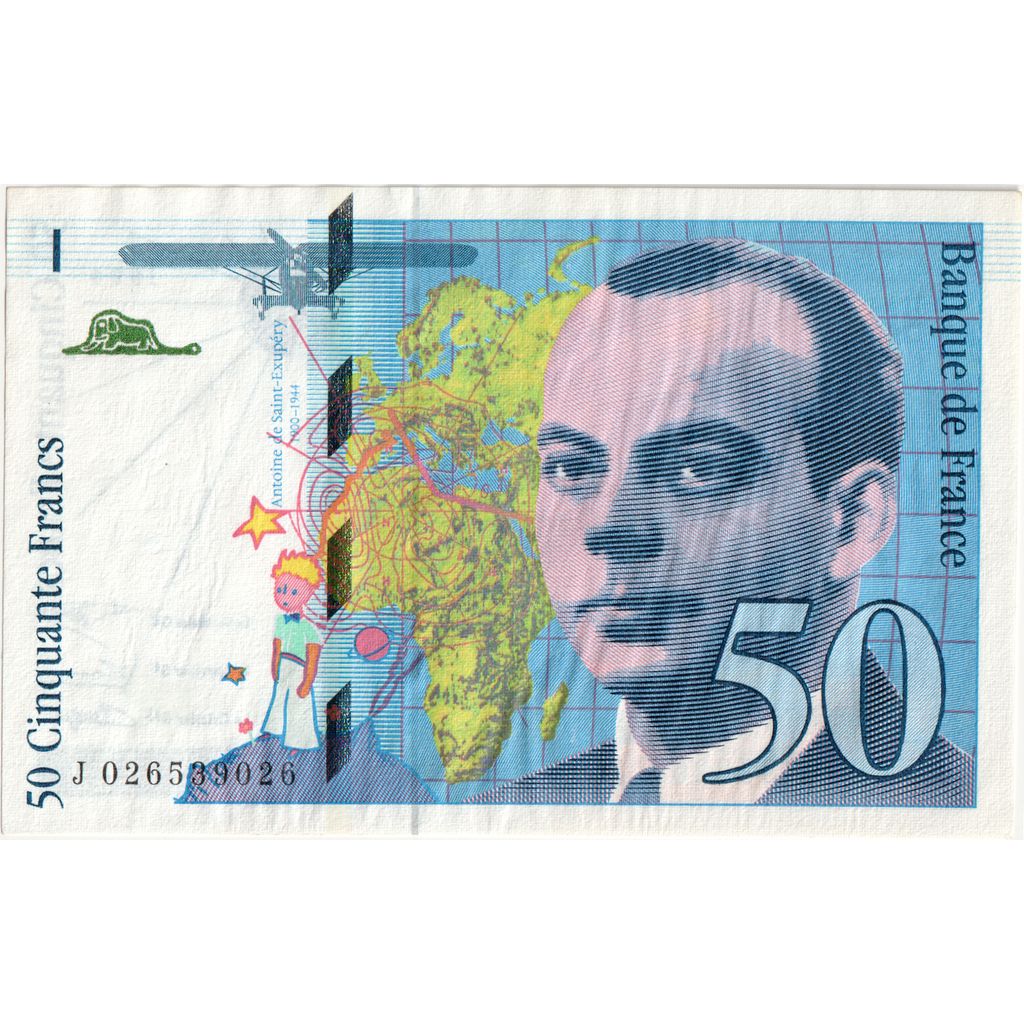 France, 50 Francs, St Exupéry, 1994, J026539026, UNC(65-70)