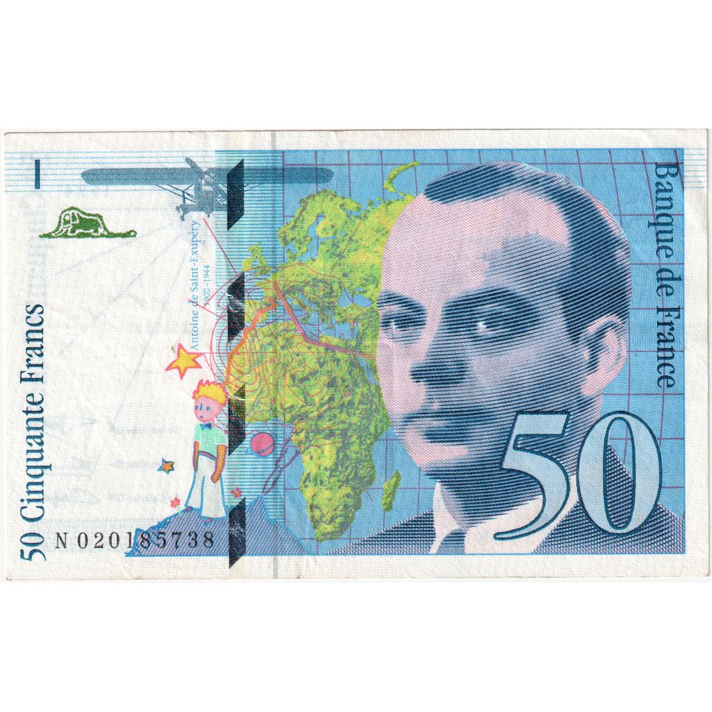 France, 50 Francs, St Exupéry, 1994, N020185738, AU(50-53)