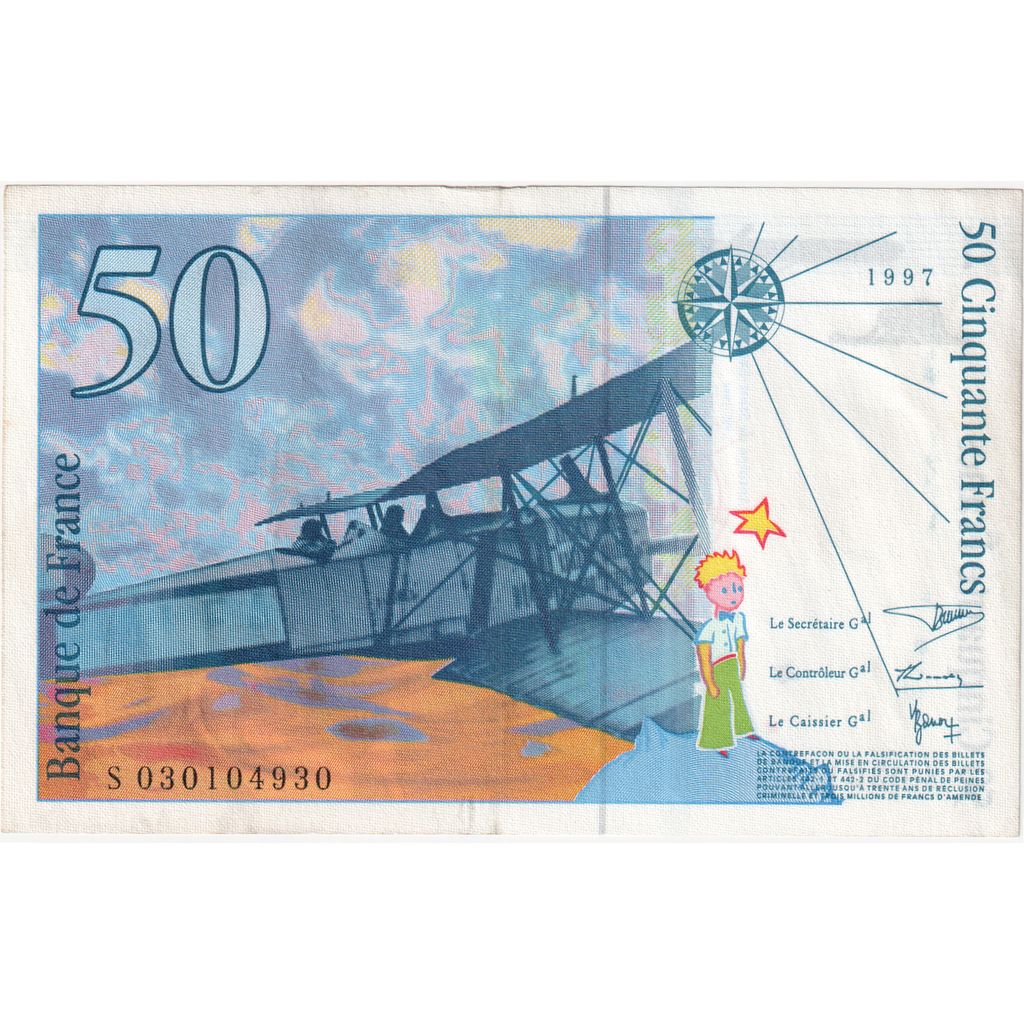 France, 50 Francs, St Exupéry, 1997, S030104930, UNC(63)