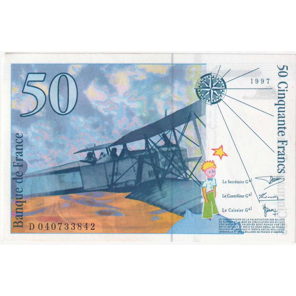 France, 50 Francs, St Exupéry, 1997, D040733842, UNC(63)