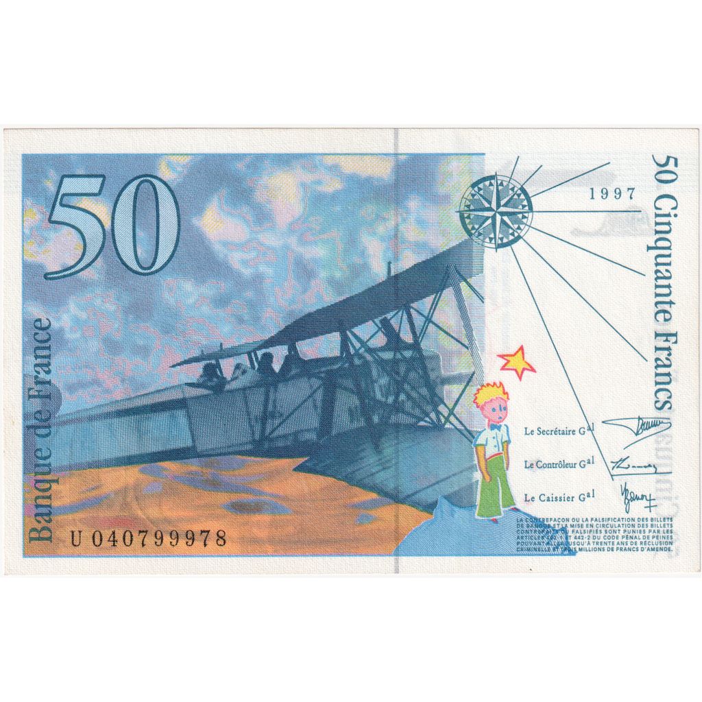 France, 50 Francs, St Exupéry, 1997, U040799978, UNC(65-70)