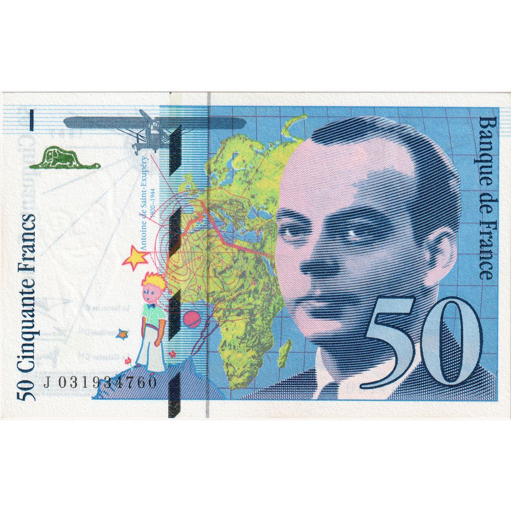 France, 50 Francs, St Exupéry, 1997, J031934760, UNC(65-70)
