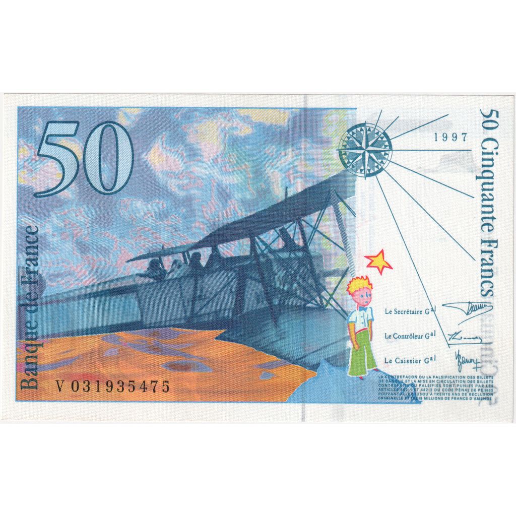 France, 50 Francs, St Exupéry, 1997, V031935475, NEUF
