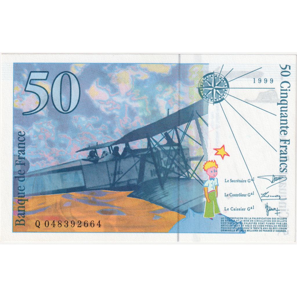 France, 50 Francs, St Exupéry, 1997, Q048392664, UNC(65-70)