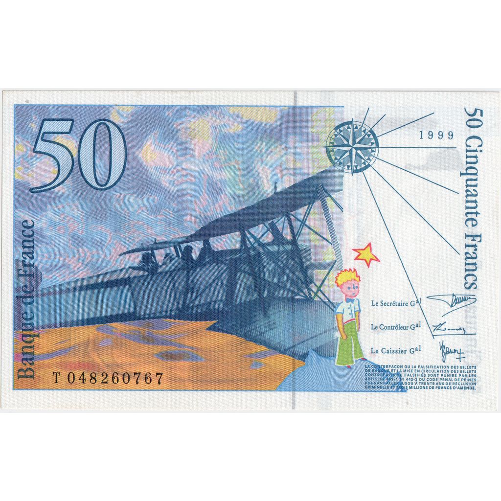 France, 50 Francs, St Exupéry, 1999, T048260767, UNC(65-70)