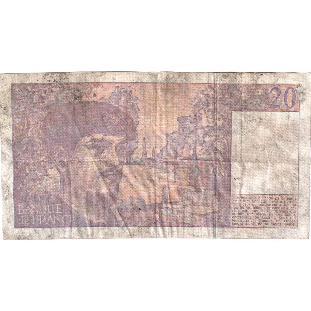 França, 20 Francs, Debussy, 1992, B.037, VF(20-25)