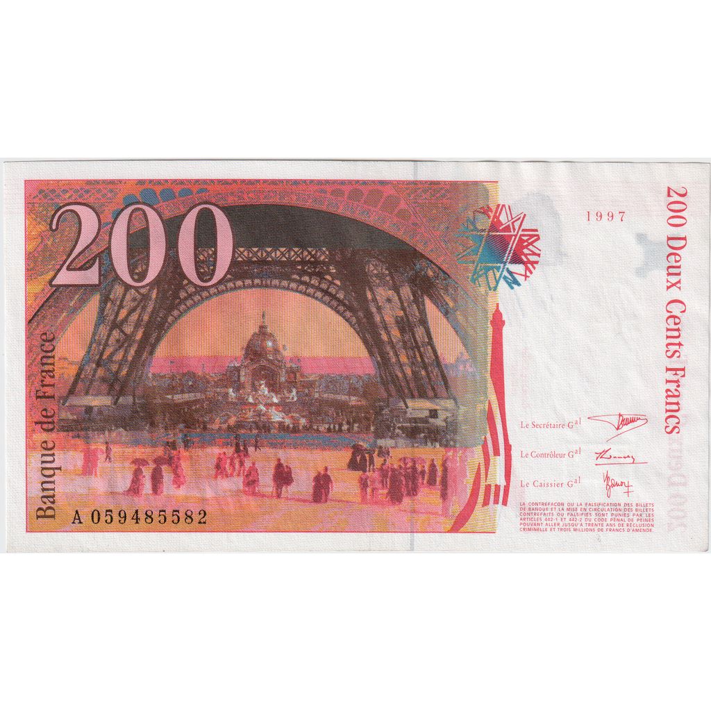 France, 200 Francs, Eiffel, Undated (1997), A059485582, UNC(63)