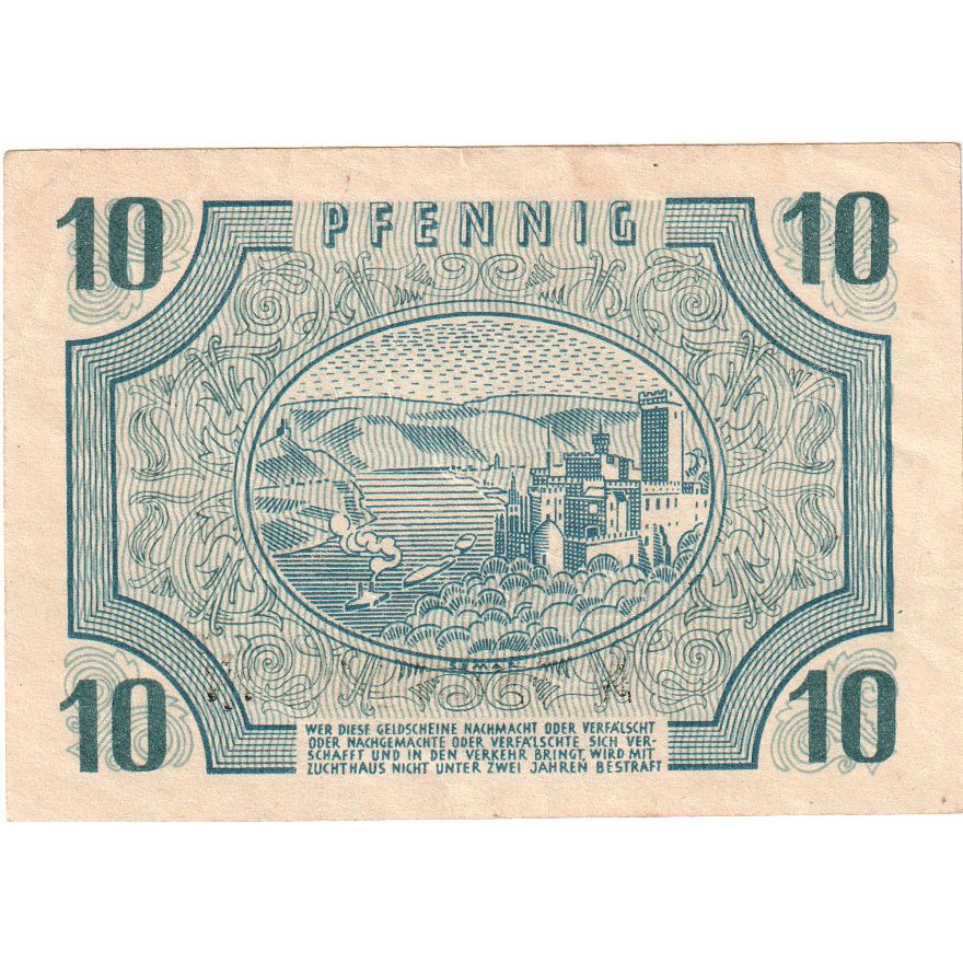 Germany, Coblenz, 10 Pfennig, 1947-10-15, AU(55-58)