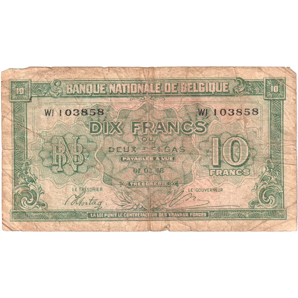 Belgique, 10 Francs-2 Belgas, 1943-02-01, B