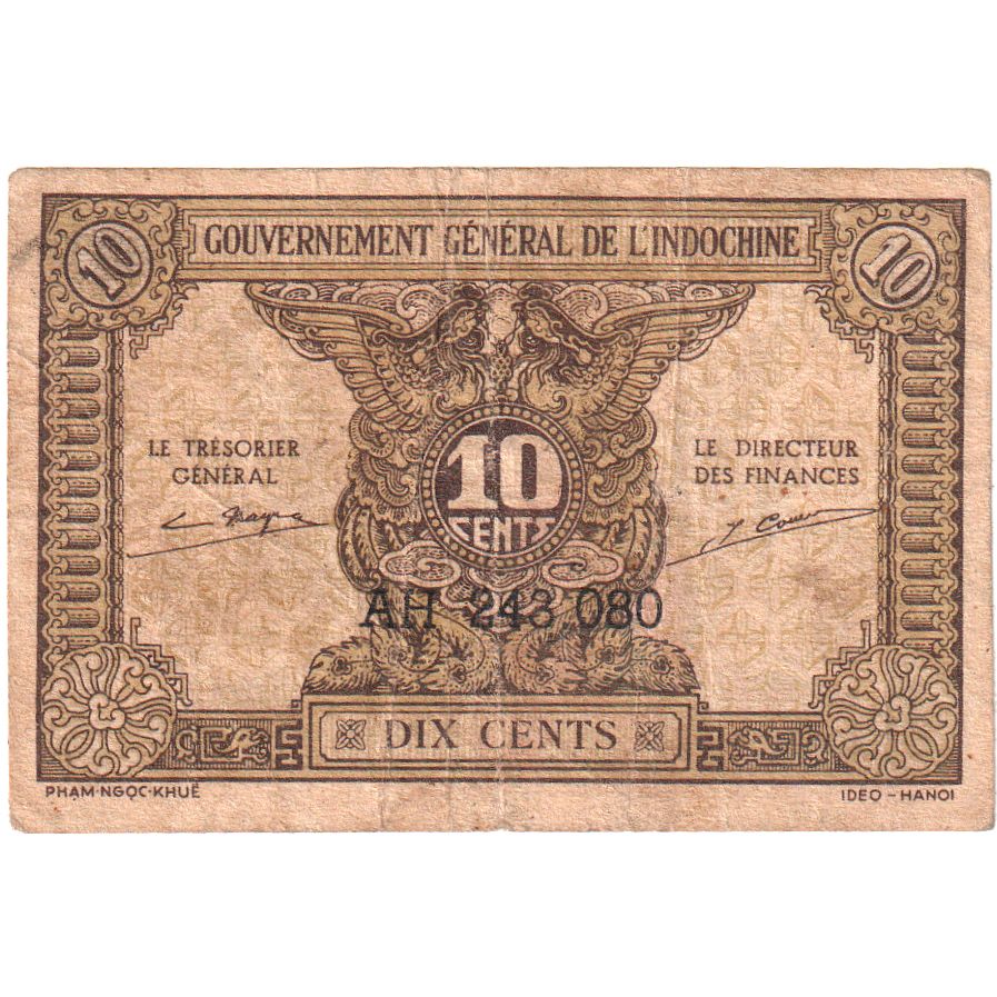 French Indochina, 10 Cents, Undated (1942), EF(40-45)