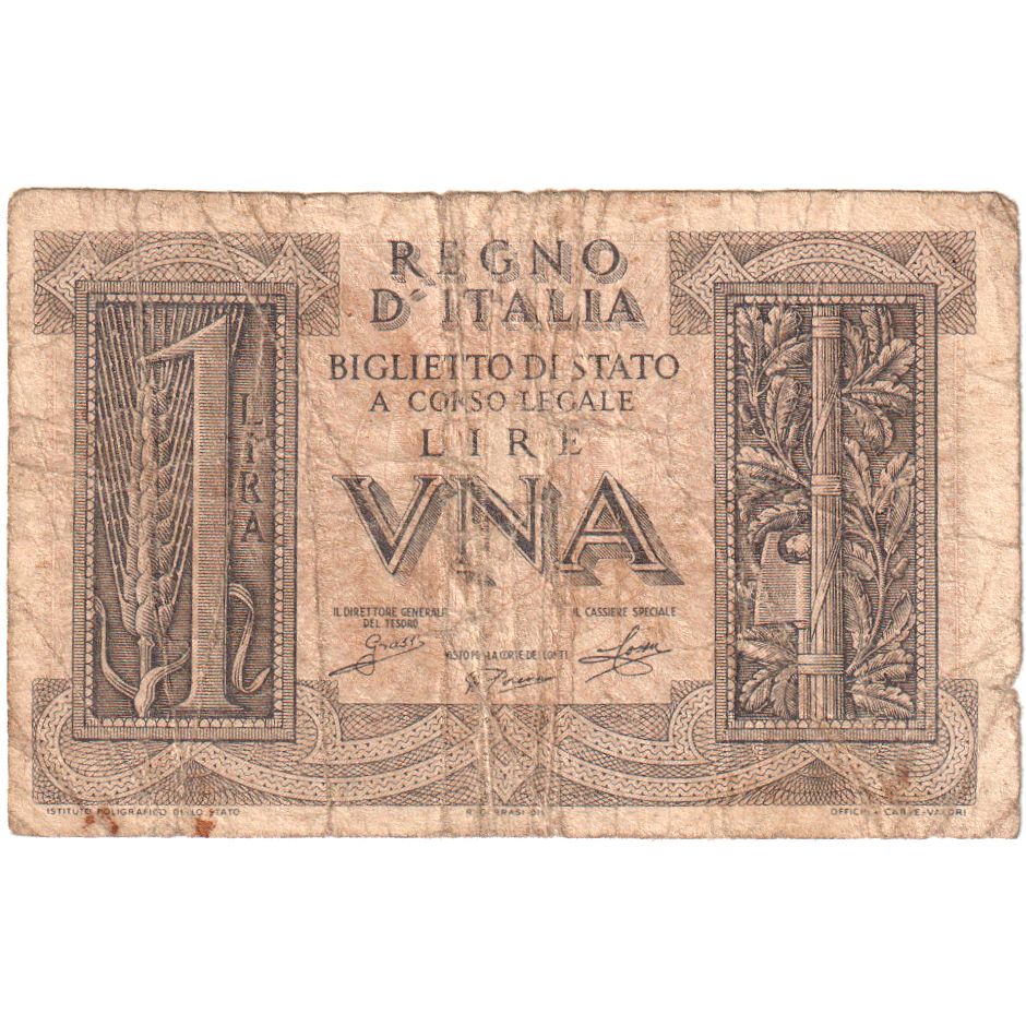 Itália, 1 Lira, 1939-11-14, VG(8-10)