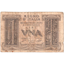 Italy, 1 Lira, 1939-11-14, VG(8-10)