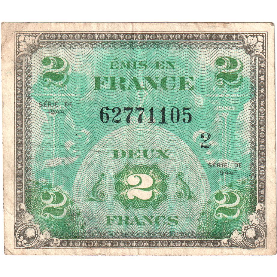 Francia, 2 Francs, Flag/France, Undated (1944), 62771105, BB