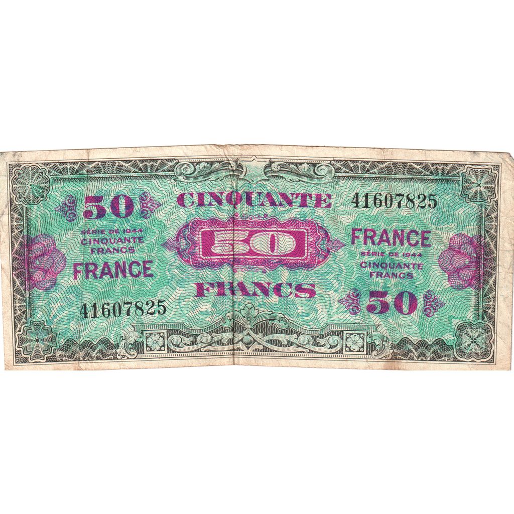 France, 50 Francs, Flag/France, Undated (1944), 41607825, VF(30-35)