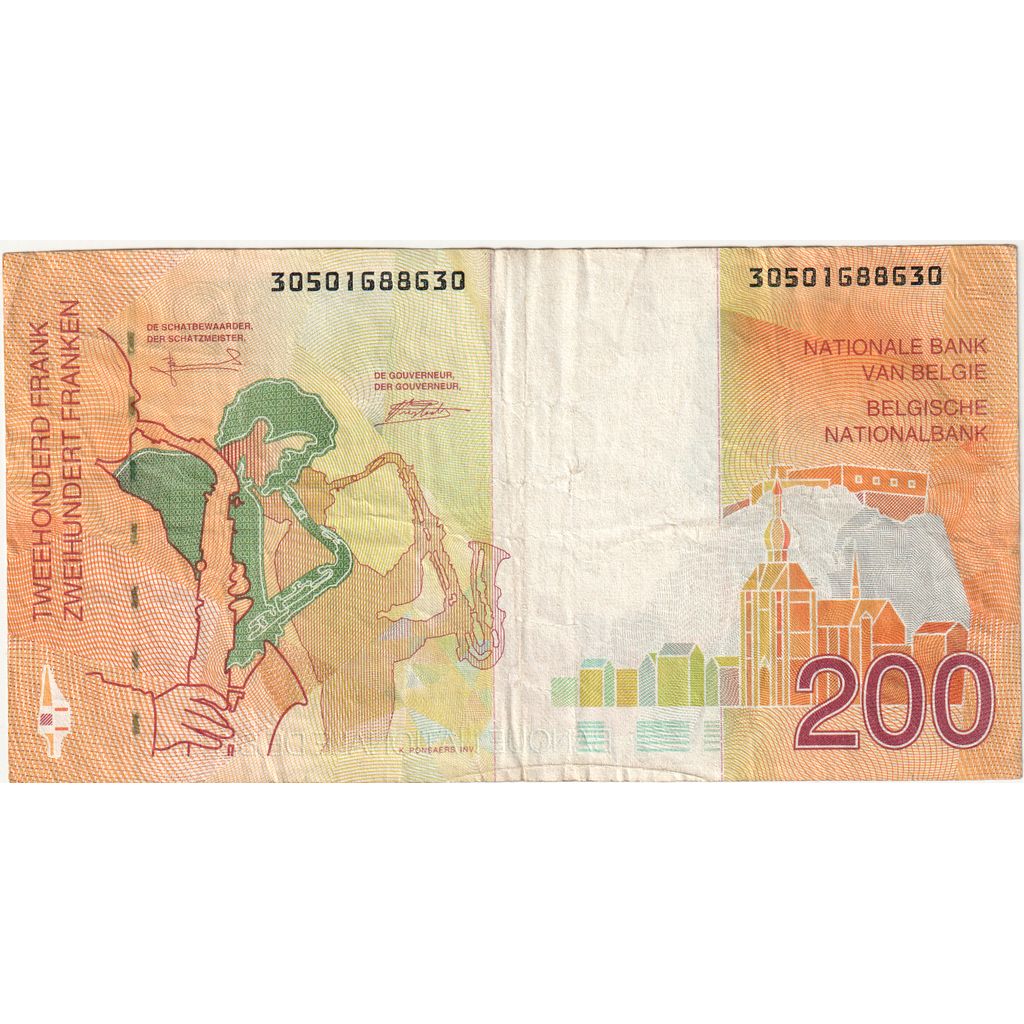 Bélgica, 200 Francs, MBC