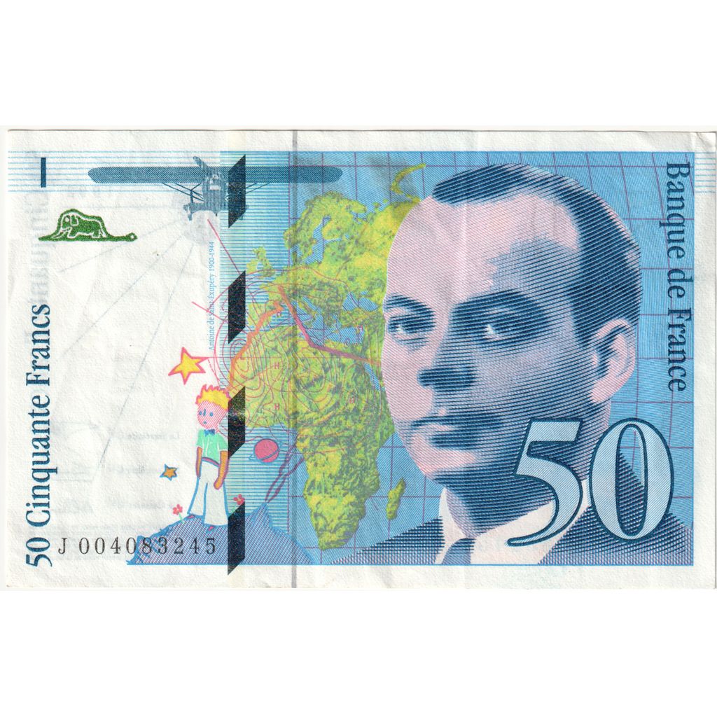 France, 50 Francs, St Exupéry, 1992, J004083245, AU(50-53)