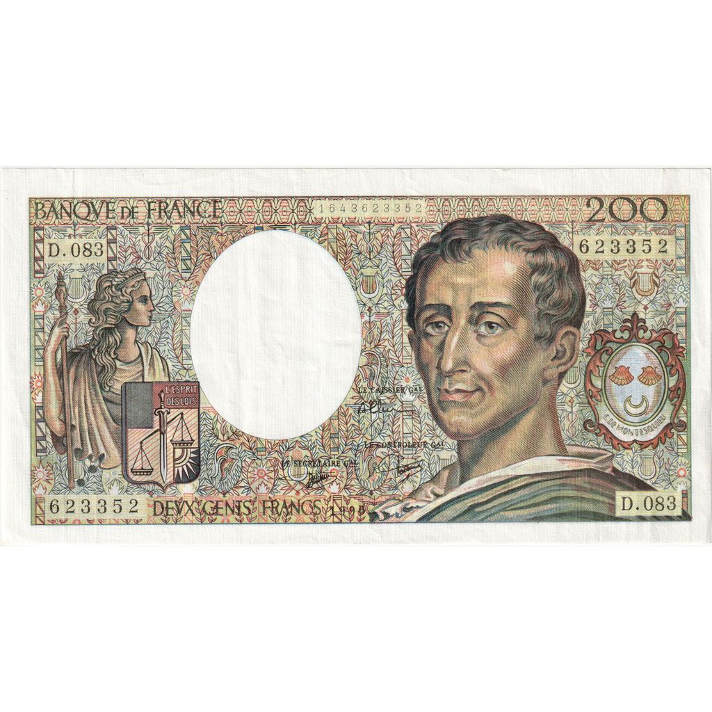 Francja, 200 Francs, Montesquieu, 1990, D.083, AU(50-53)